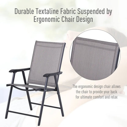 2-Piece Folding Dining Chair Set, Outdoor Furniture with Armrests, Grey Patio Chairs at Gallery Canada