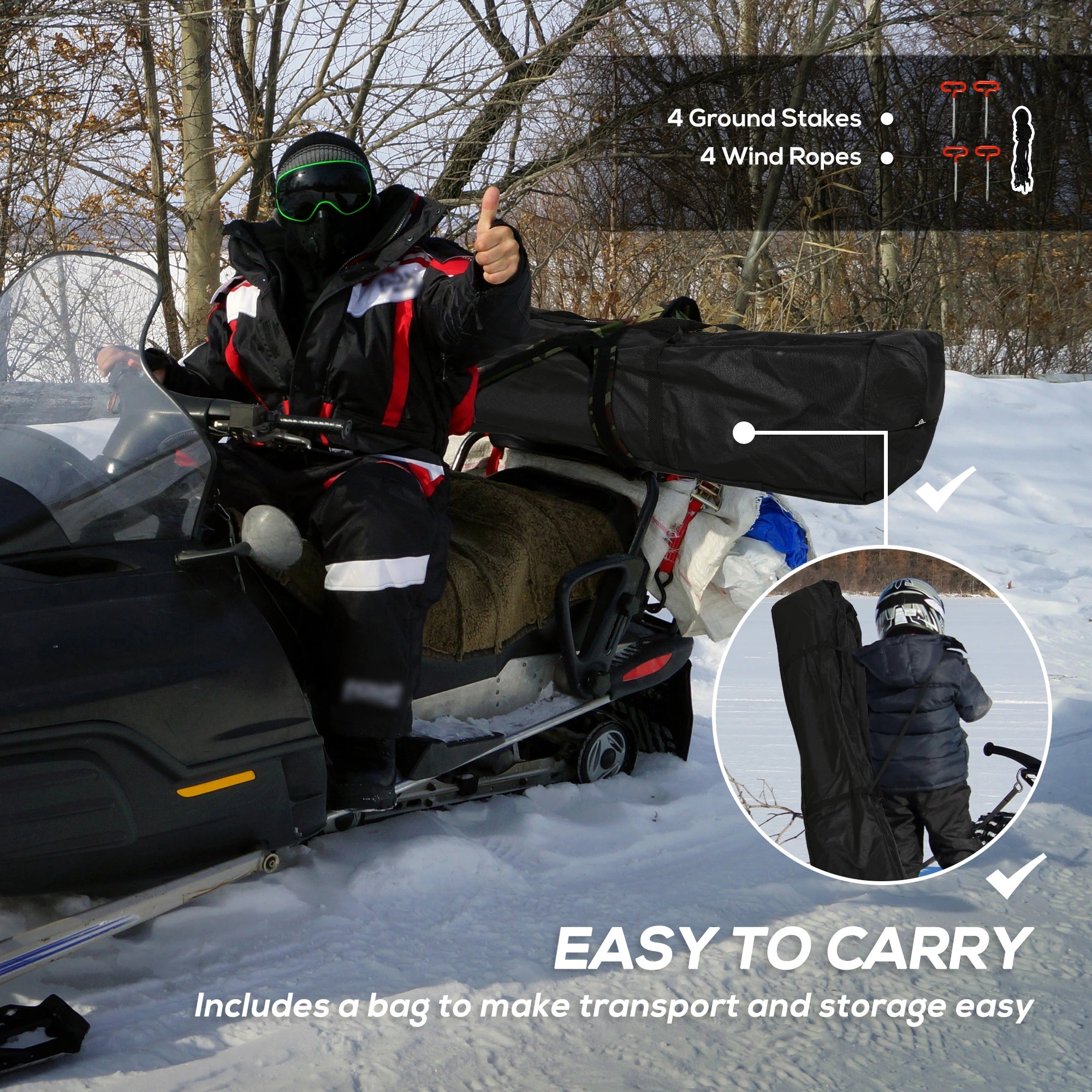 2 Person Ice Fishing Tent, Shelter with Carry Bag, Black Ice Fishing Tents at Gallery Canada