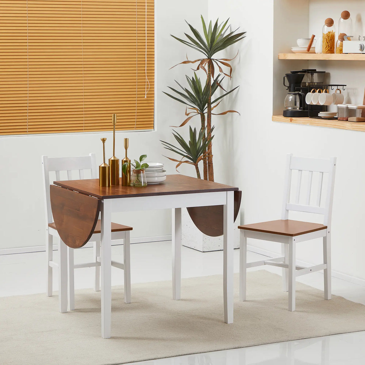 Solid Wood Drop Leaf Kitchen Table, Folding Dining Table, Brown Bar Tables & Dining Tables at Gallery Canada
