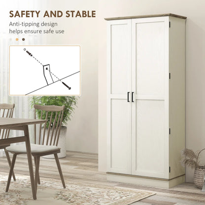 70" Tall Kitchen Pantry Cabinet, Adjustable Shelves, Cream White Kitchen Pantry Cabinets at Gallery Canada
