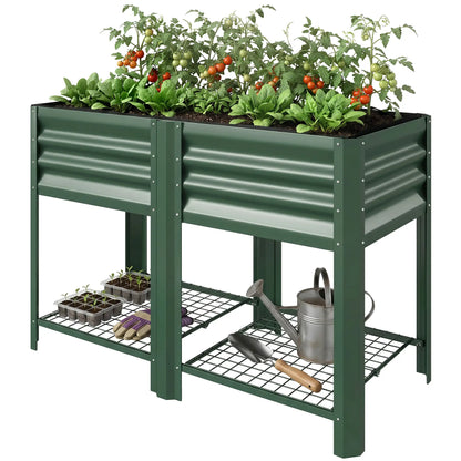 31.5" Green Raised Garden Bed, Storage Shelf, Elevated Planter, Green Elevated Garden Beds Green at Gallery Canada