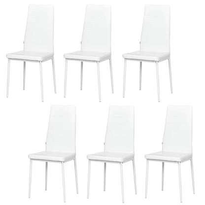 Modern Upholstered PU Leather Dining Chairs, Set of 6, White Bar Stools White at Gallery Canada