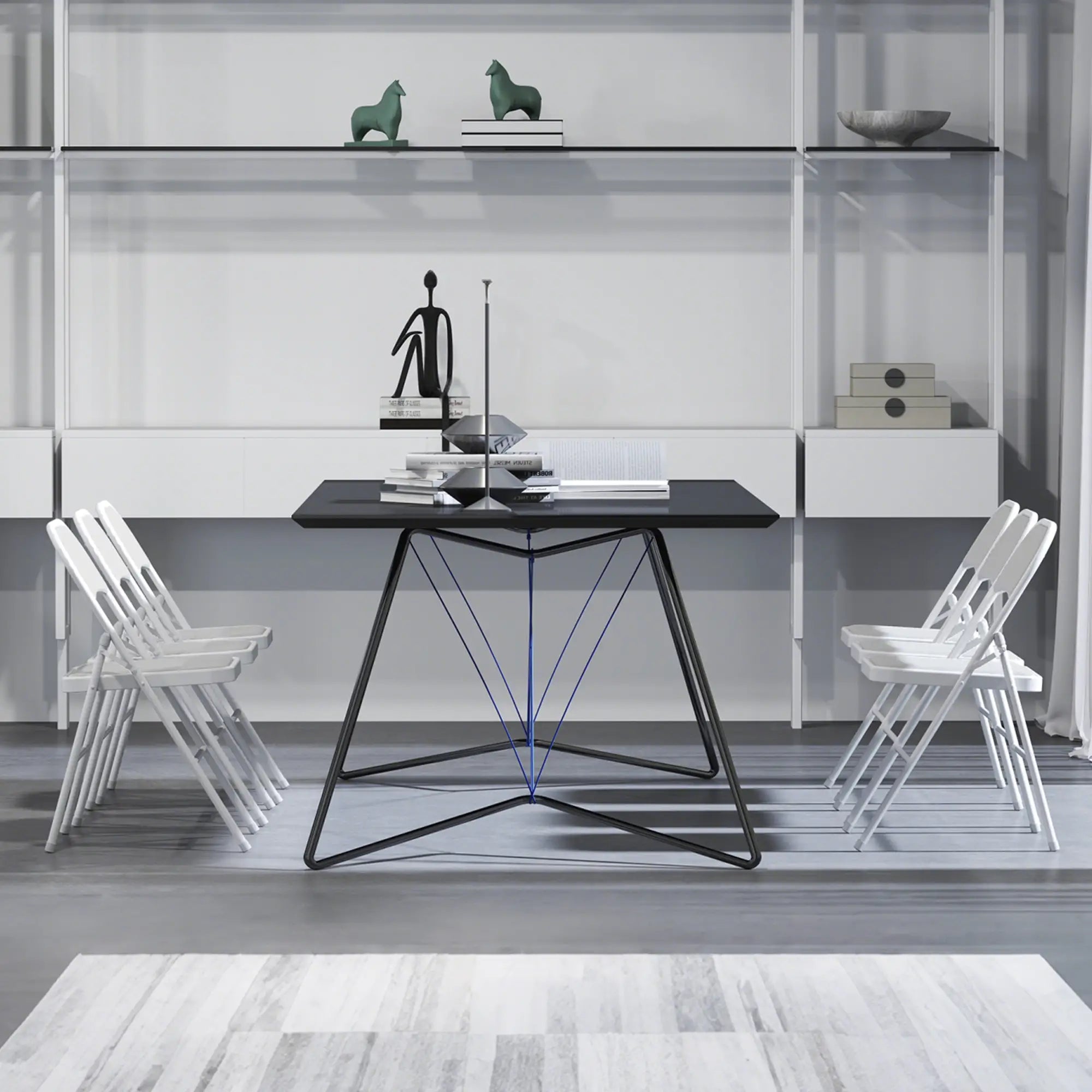 Set of 4 Metal Foldable Chairs, Corduroy Padded, White Dining Chairs at Gallery Canada