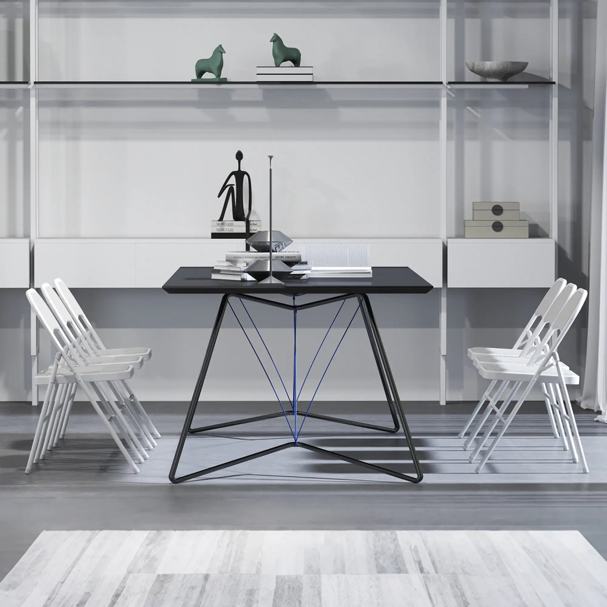 Set of 4 Metal Foldable Chairs, Corduroy Padded, White Dining Chairs at Gallery Canada