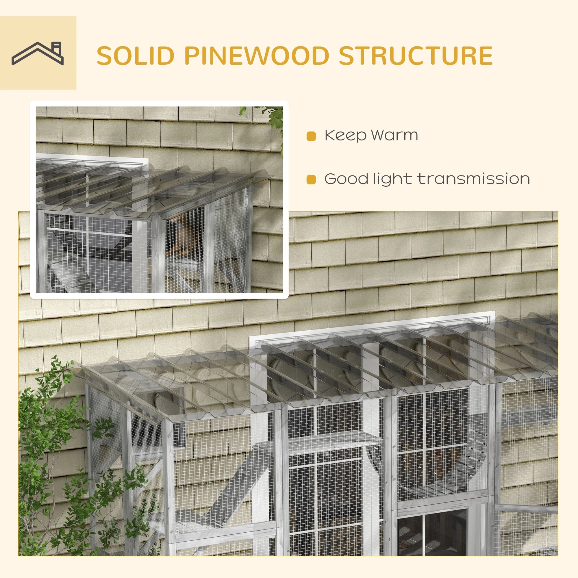 Large Outdoor Catio, Condos, Platforms, Doors, Ladders, Weather-Resistant Roof, Grey Outdoor Cat Enclosures at Gallery Canada