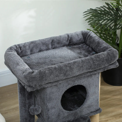 Small Cat Tree Tower with Perch, Scratching Post, Condo, Toy Ball, Dark Grey Cat Trees at Gallery Canada