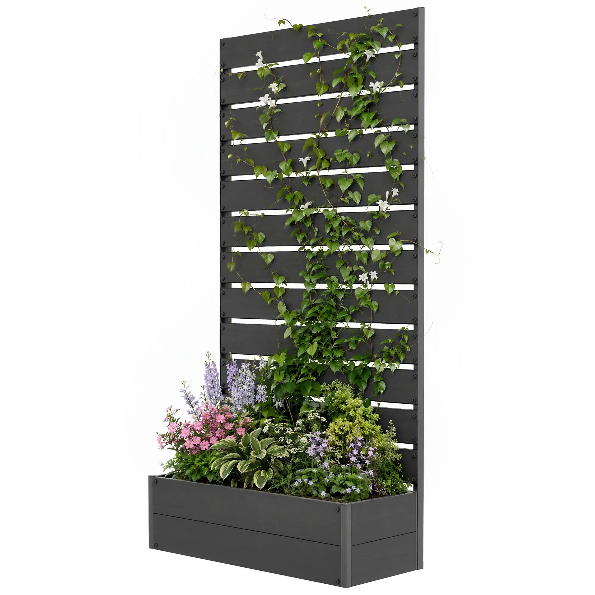 Trellis Planter for Climbing Plants, Raised Garden Bed, Outdoor, Black Raised Garden Beds Black at Gallery Canada