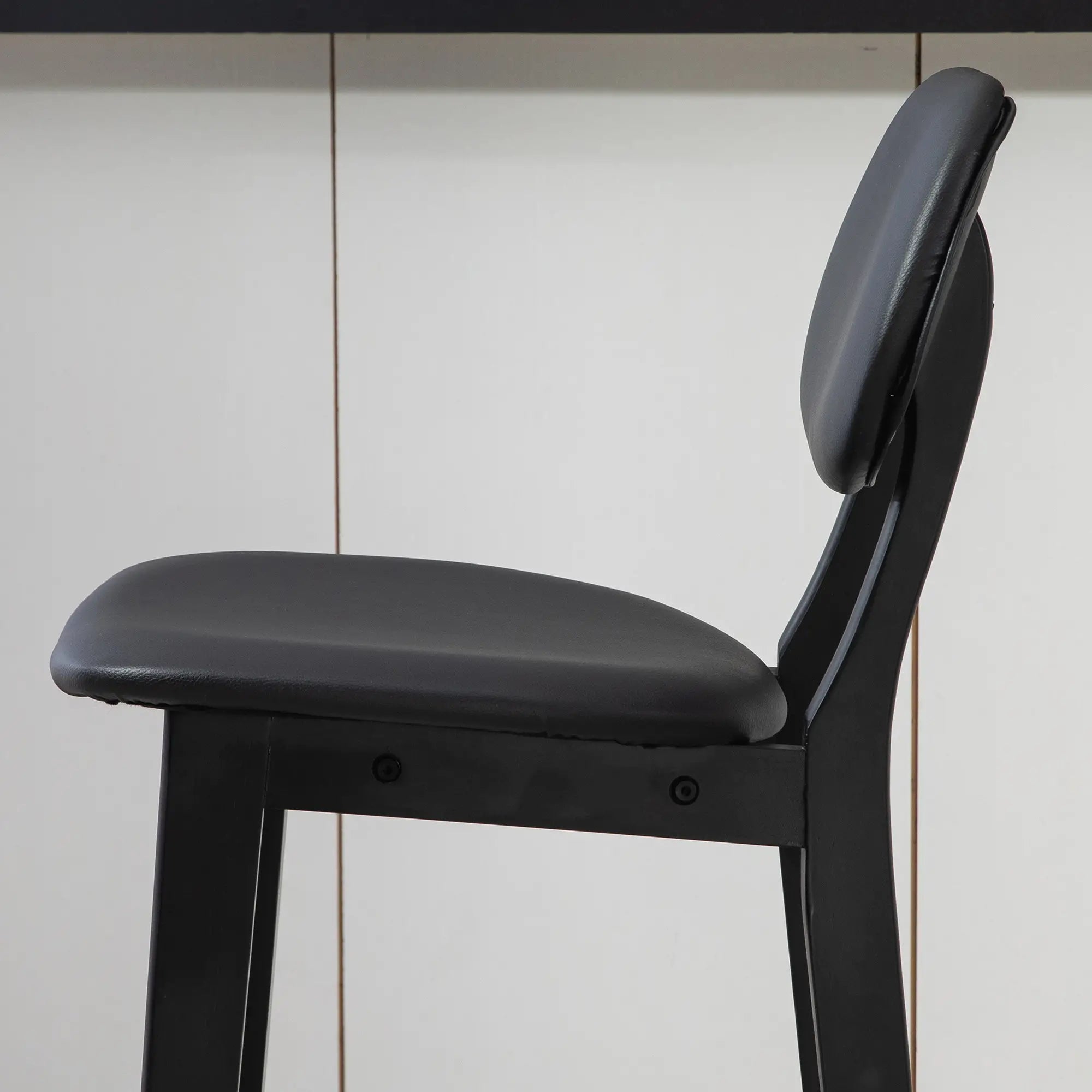 PU Leather Bar Stools Set of 2, Counter Height with Footrest, Solid Wood Legs, Black Bar Stools at Gallery Canada
