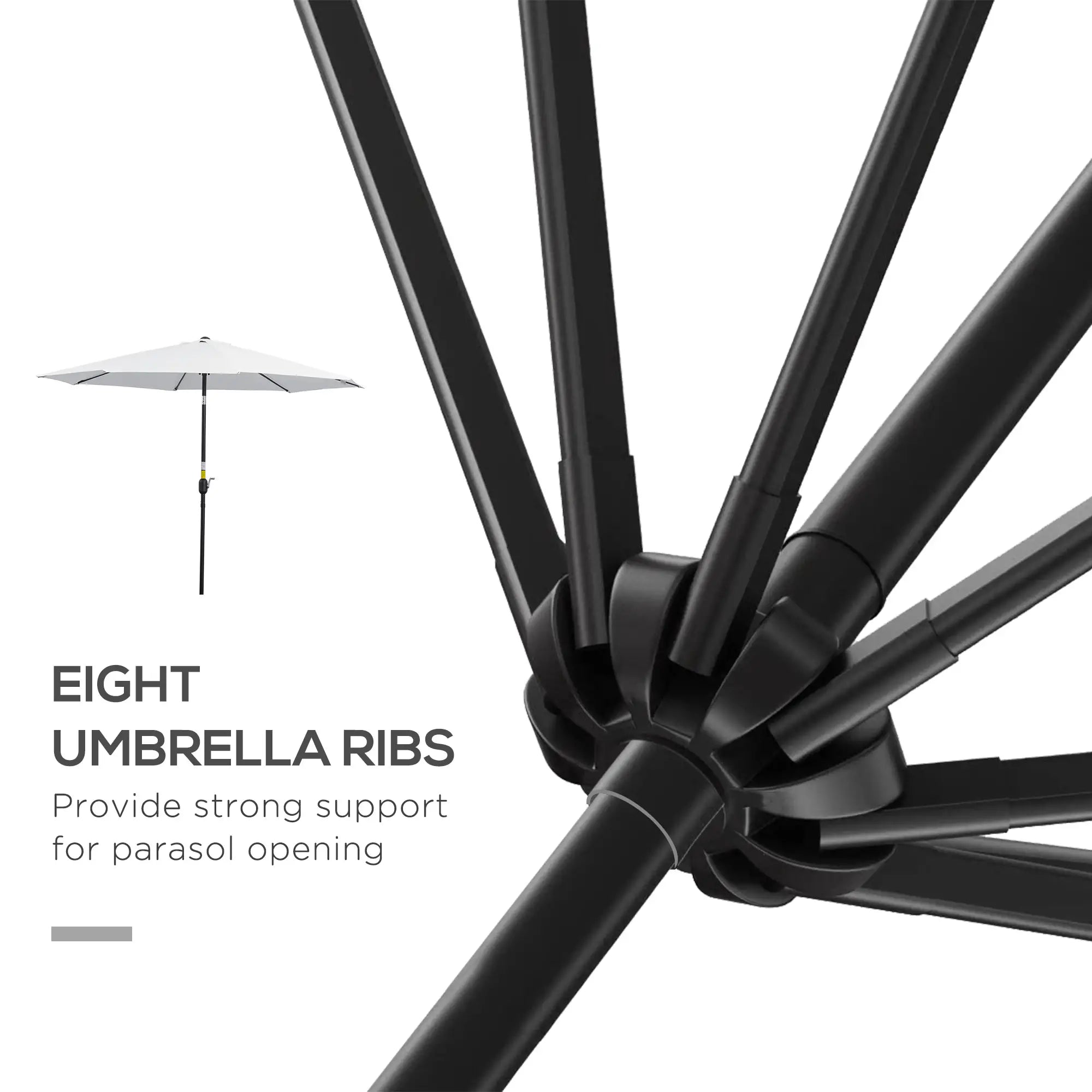 10' x 8' Round Patio Umbrella, Crank Handle, Tilt, White Sun Umbrellas at Gallery Canada