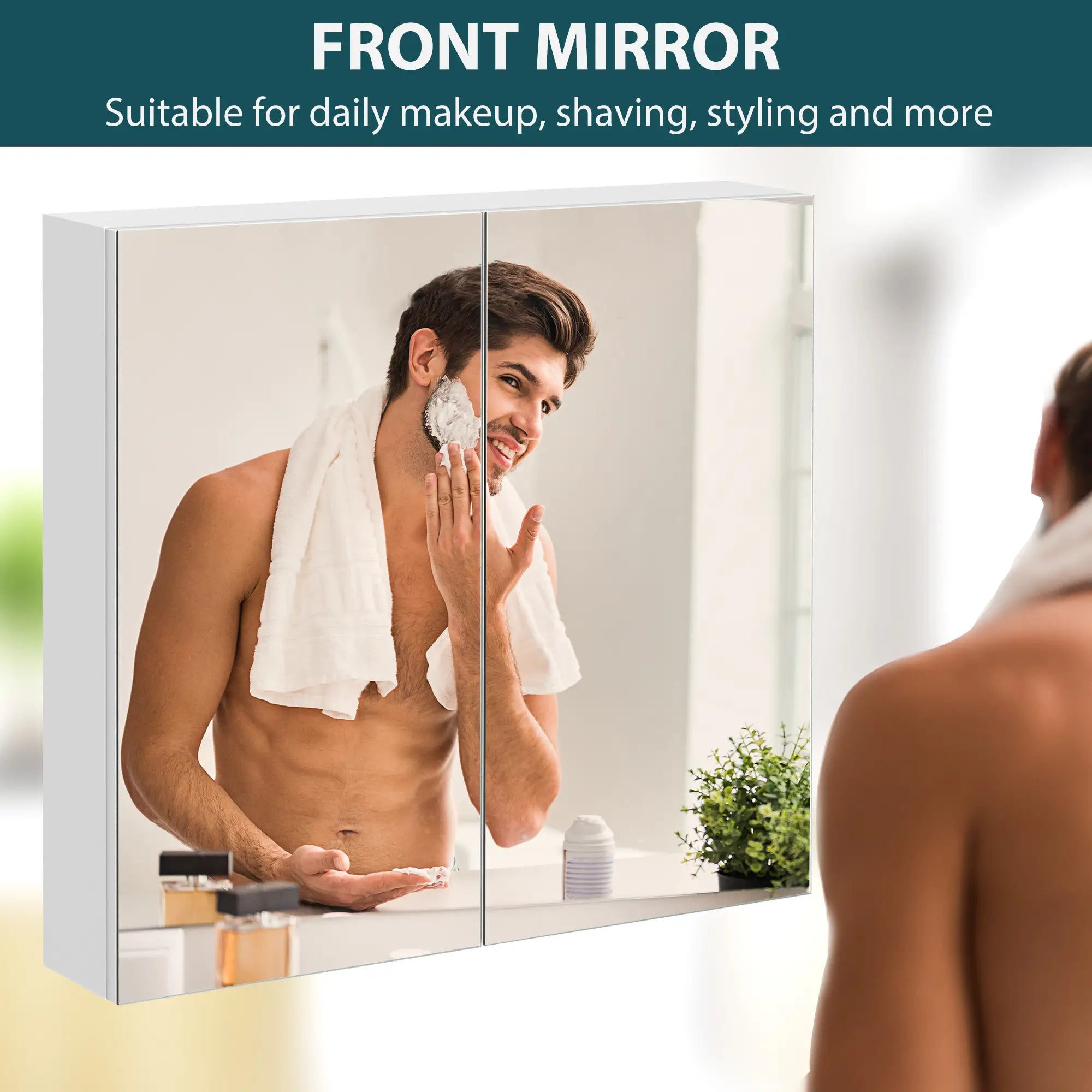 Wall Mounted Mirror Cabinet, Bathroom Medicine, 2 Doors, 3-Tier Shelving, White Mirror Medicine Cabinets at Gallery Canada