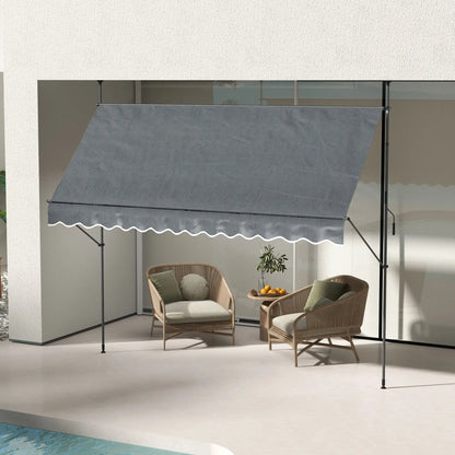 11.5' X 4' Freestanding Retractable Awning, Dark Grey Patio Awnings at Gallery Canada