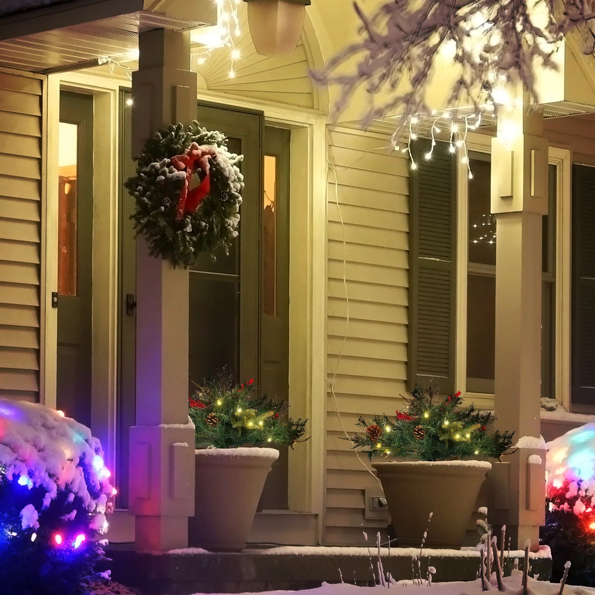 1.5 Foot Prelit Artificial Christmas Tree, 16 Inch, Warm White LED, Red Berries, Pine Cones, Green Pre Lit Christmas Trees at Gallery Canada