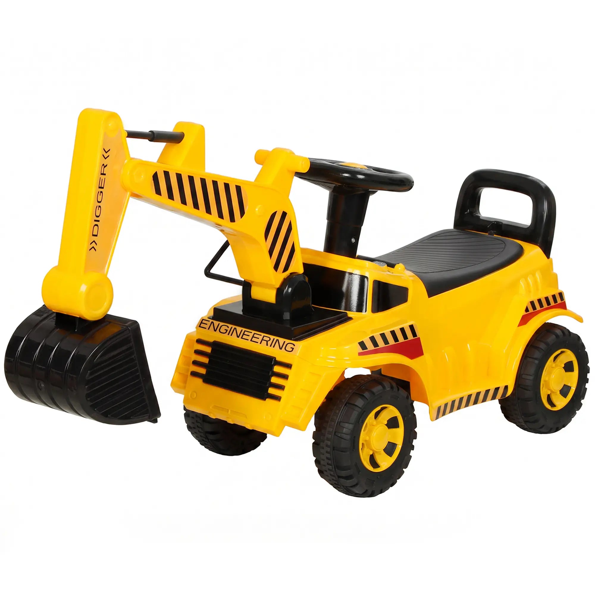 Kids Ride On Excavator Toy, Yellow Construction Digger, Helmet, Yellow Toy Excavators Multi Colour at Gallery Canada