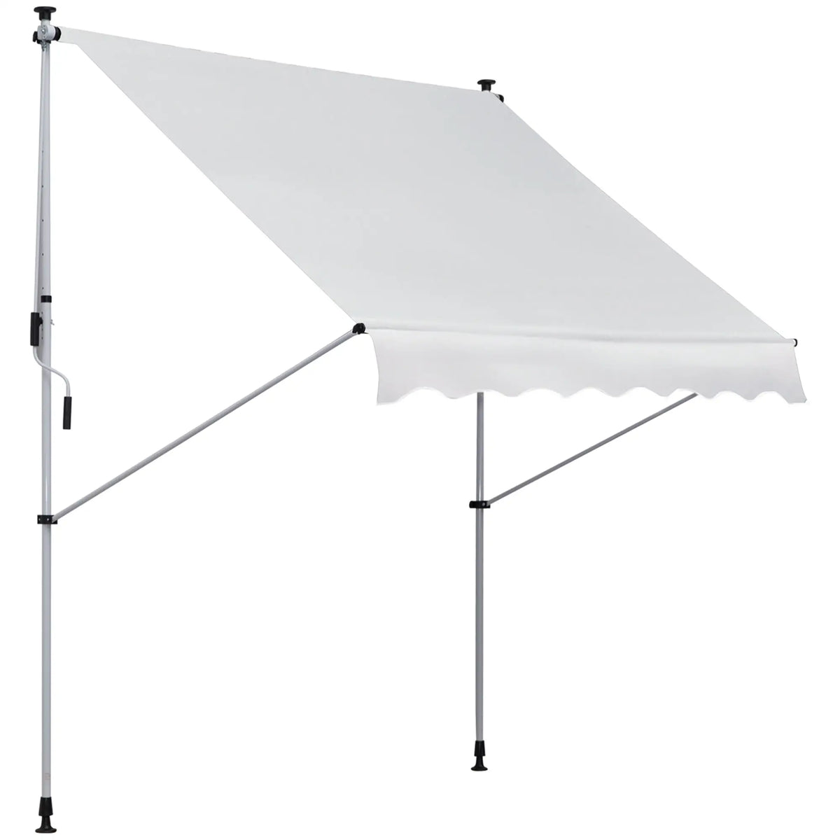 6.6'x5' Manual Retractable Patio Awning, Sun Shade, Water Resistant, White Door Awnings White at Gallery Canada