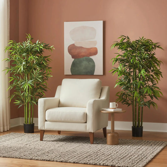 5.3ft Artificial Bamboo Tree Set Of 2, Indoor Fake Plant With Pot Artificial Trees Green at Gallery Canada