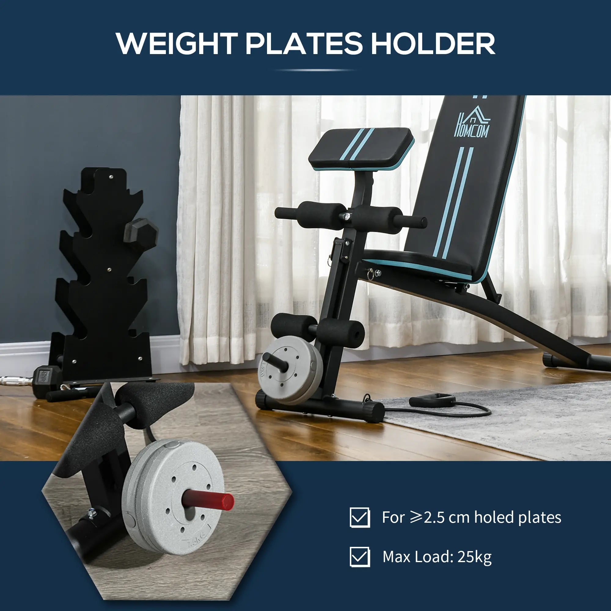 Foldable Adjustable Press Bench, Weight Training Gym Chair, Black & Blue Weight Benches at Gallery Canada