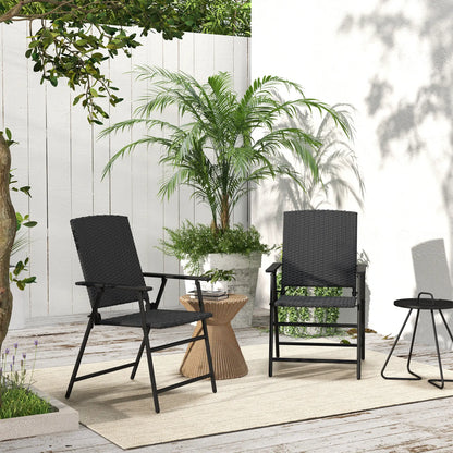 Outdoor Wicker Dining Chair Set, 2, Steel Frame, Black Patio Chairs at Gallery Canada