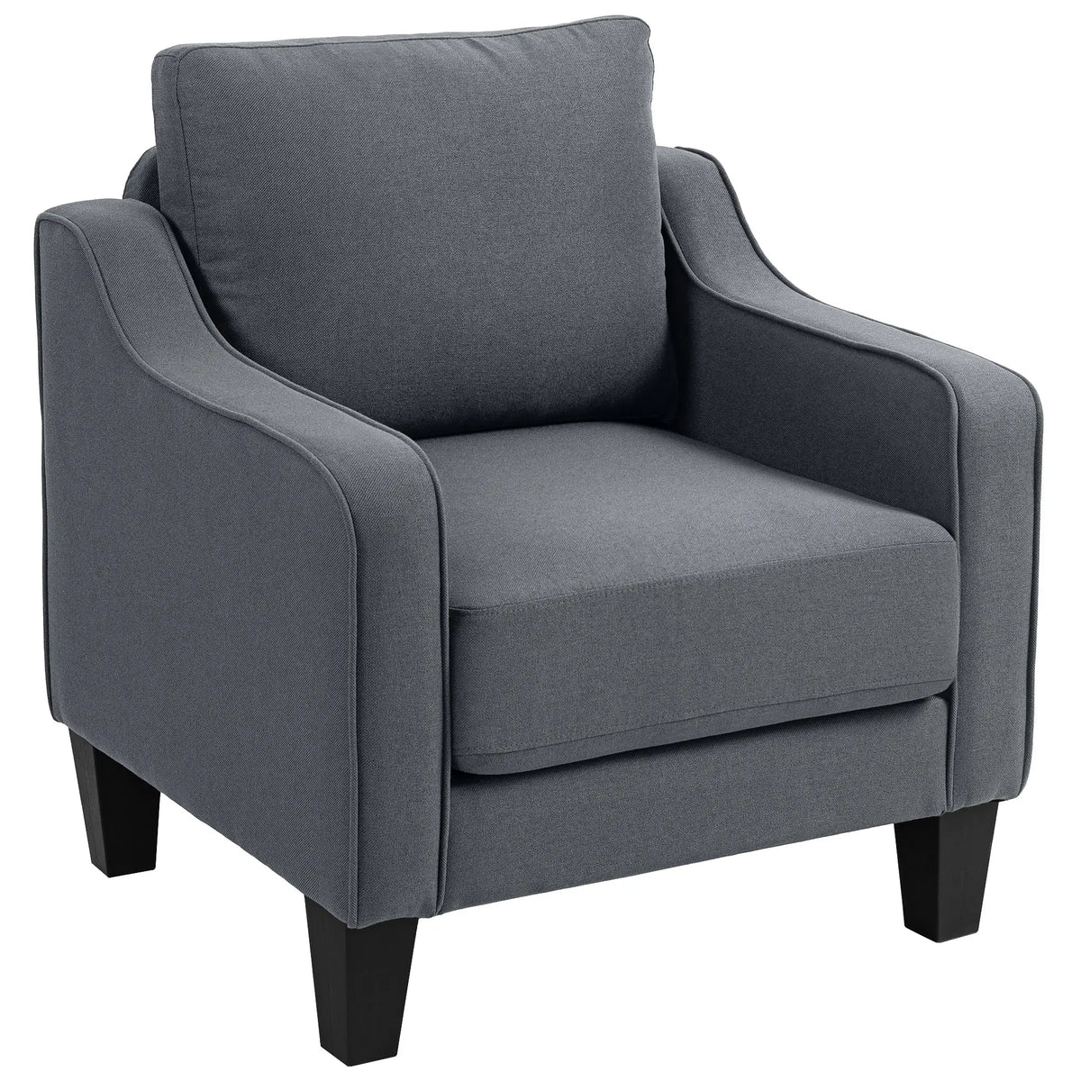 Modern Accent Armchair, Pocket Spring, Linen Upholstered, Thick Padded, Charcoal Grey Accent Chairs Charcaol Grey at Gallery Canada