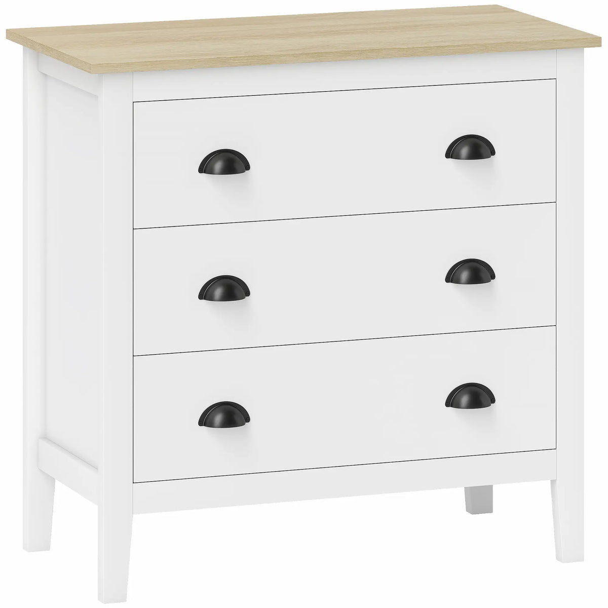 Modern 3 Drawer Dresser, Quiet Slides, White Storage Cabinets at Gallery Canada