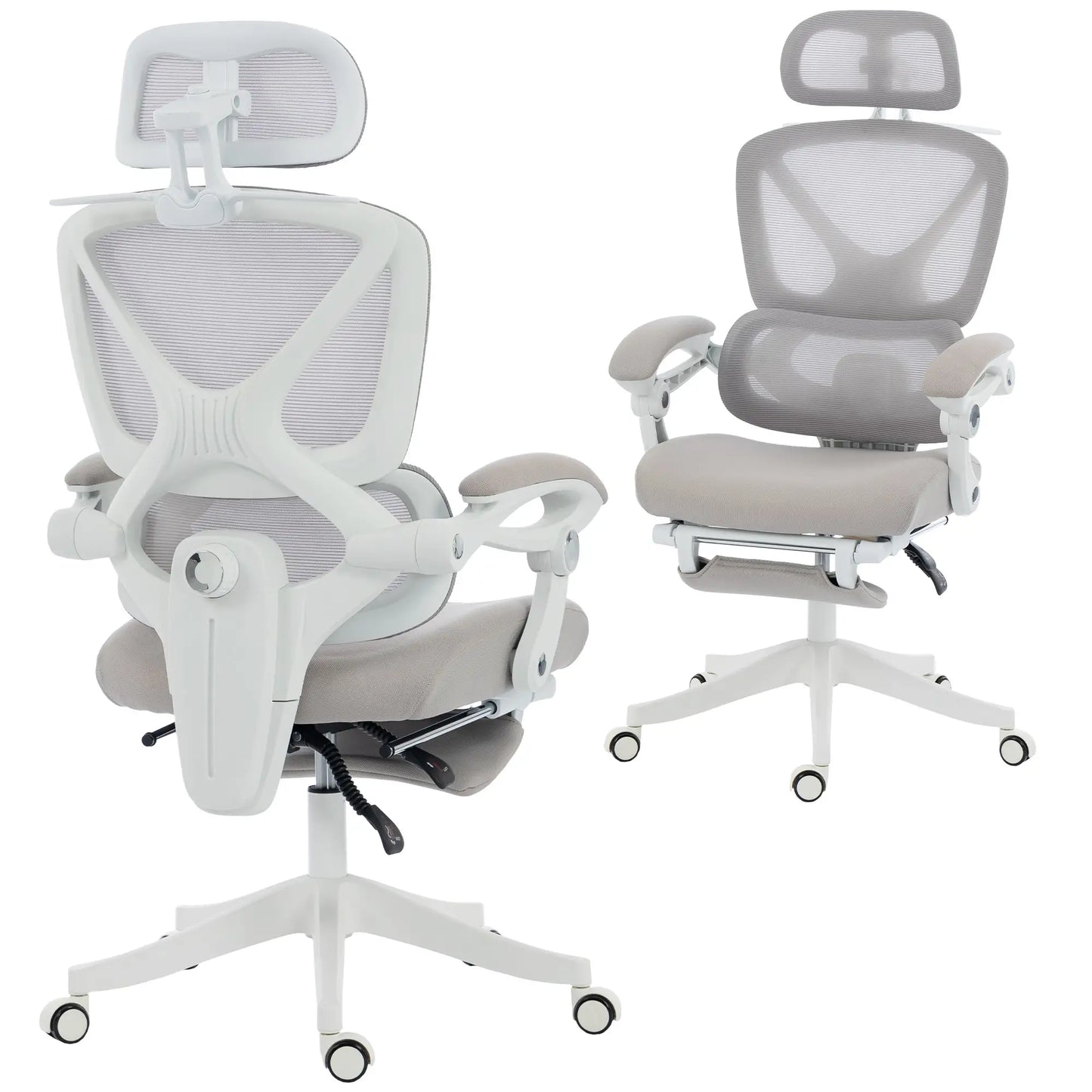 Mesh Desk Chair With Adjustable Headrest, Light Grey Task Chairs at Gallery Canada