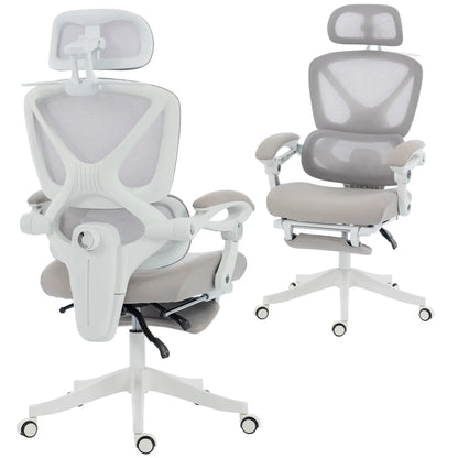 Mesh Desk Chair With Adjustable Headrest, Light Grey Task Chairs at Gallery Canada