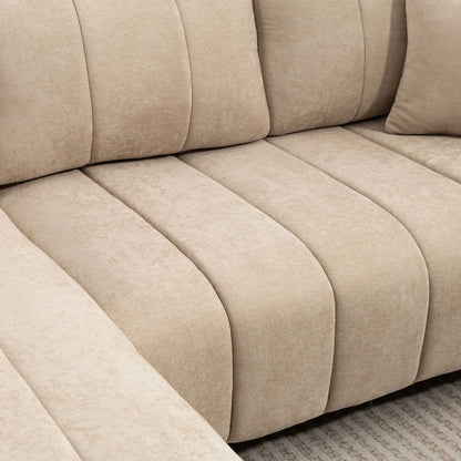 3-Seater L-Shape Sectional Sofa with Chaise, Spring Cushion, Pillows, Beige L Shaped Couchs at Gallery Canada