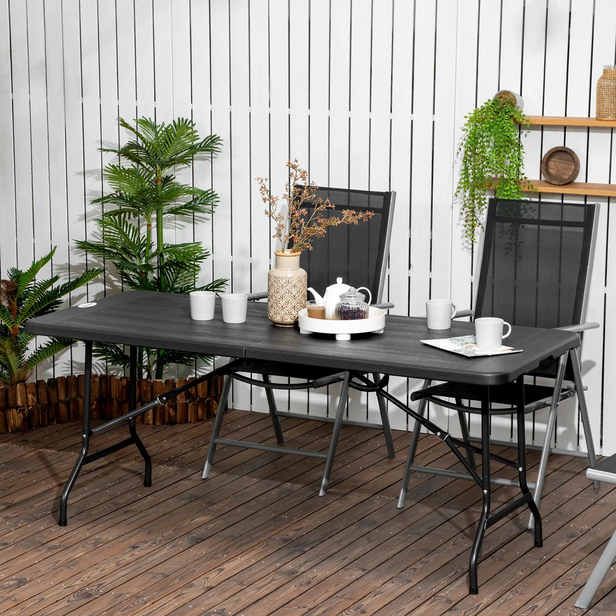 Foldable Rectangular Patio Dining Table for 6, Dark Grey Patio Dinning Tables at Gallery Canada
