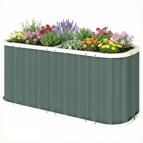 Galvanized Raised Garden Bed, Deep Rot Planter Box, 5' x 2' x 2', Light Green