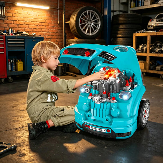Kids Truck Engine Toy Set, Car Service Play Set, Teal Workbench Toy Sets Teal, Black at Gallery Canada