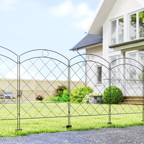 4 Pack Garden Fencing, Decorative Fence Panels, Animal Barrier, Flower Edging, Circle, Black
