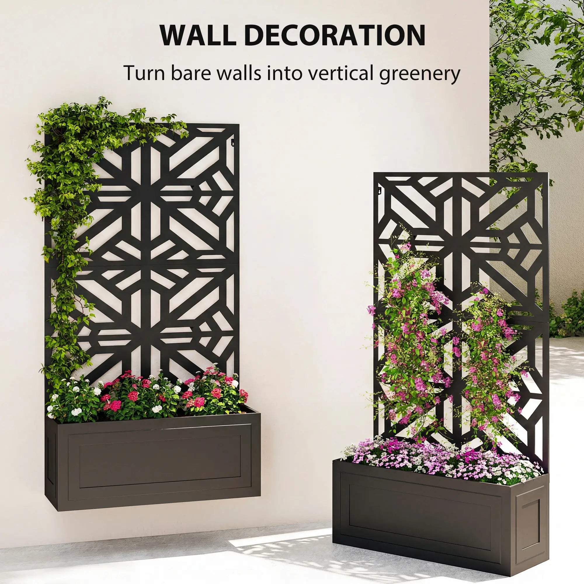 Metal Raised Garden Bed With Trellis For Climbing Plants, 53x22x66 In Galvanized Planter Boxes at Gallery Canada