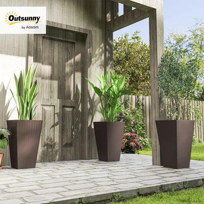 Set of 3 Tall Plant Stand, Indoor Outdoor Flower Pot, Brown Garden Accessories at Gallery Canada
