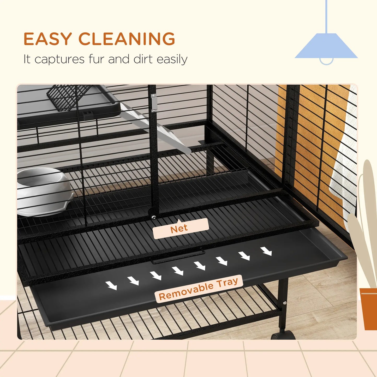 Small Animal Cage 53.5"H, Removable Tray, Storage Shelf, Black Houses & Habitats at Gallery Canada