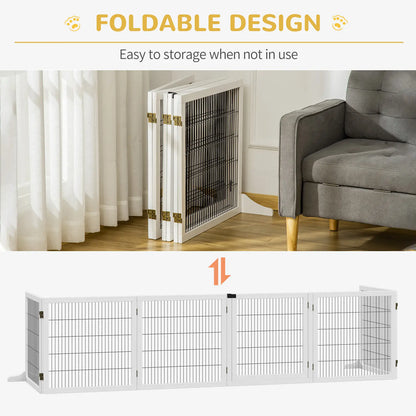 Wooden Freestanding Pet Gate, 2 Support Feet, White Houses, Kennels & Pens at Gallery Canada