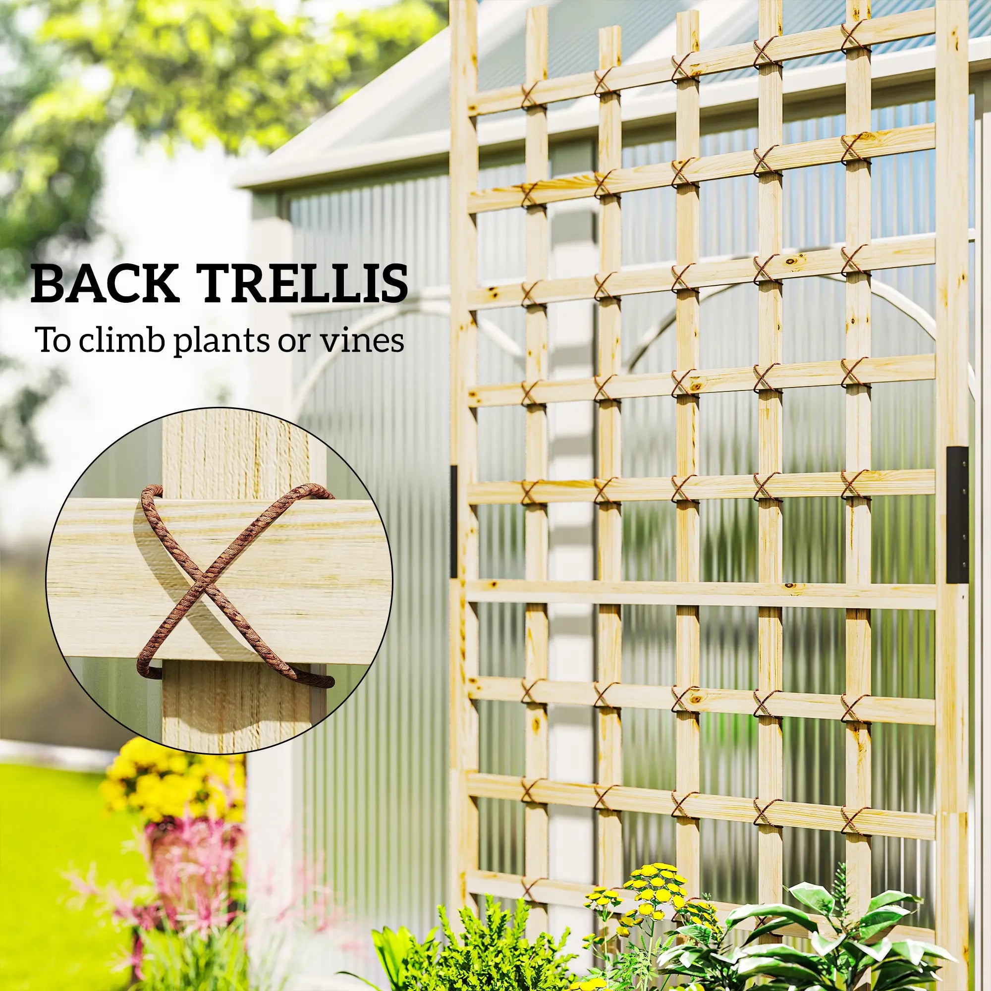 Wooden Planter With Trellis, Raised Garden Bed With Wheels, Drainage Holes Wooden Planter Boxes at Gallery Canada