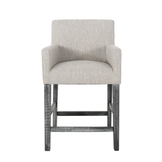 Upholstered Counter Stool, Rubberwood Frame, 24" L x 23" W x 39.5" H, Light Grey Bar Stools Light Grey at Gallery Canada
