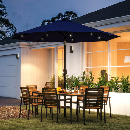 9ft Solar Patio Umbrella, 24 LED Lights, Tilt Canopy, Navy Blue Sun Umbrellas at Gallery Canada