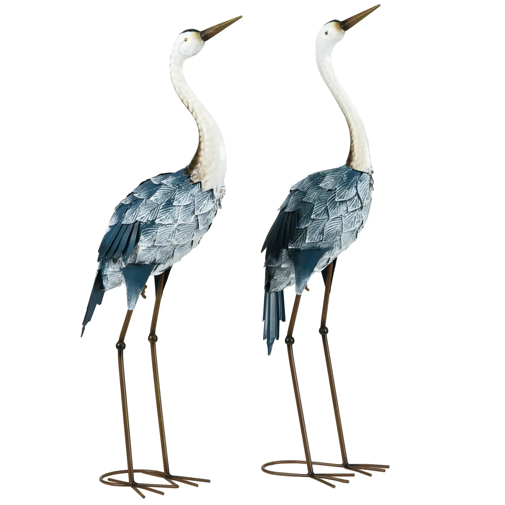 Set of 2 Crane Garden Sculptures, 28.5