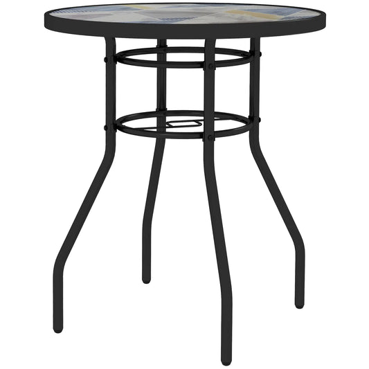23.6" Round Patio Table, Outdoor Side Table, Multicolour Patio Side Tables Multi Colour at Gallery Canada