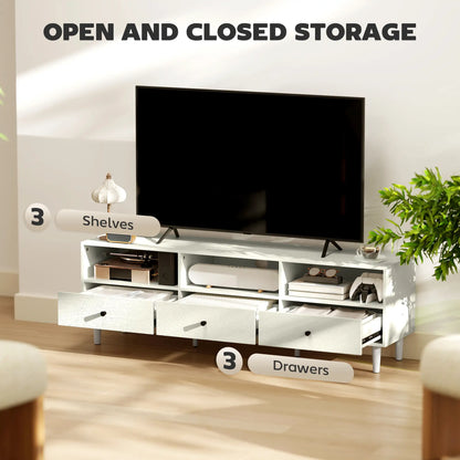TV Stand for 75 Inches, 3 Storage Shelves, 3 Drawers, White TV Stands at Gallery Canada