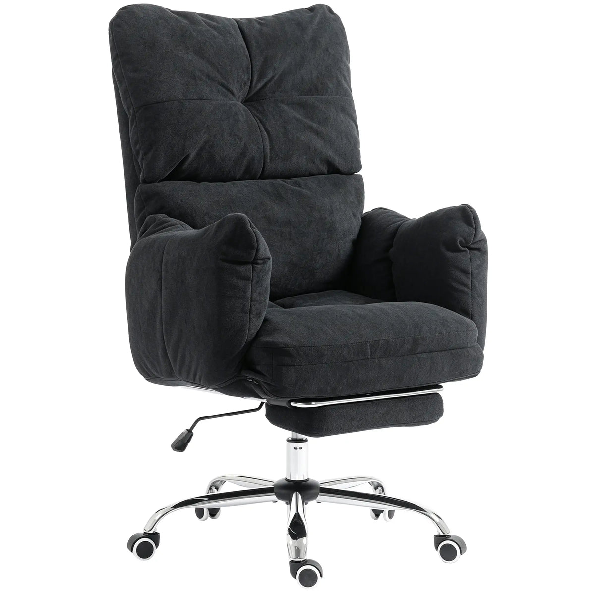 Ergonomic Office Gaming Chair With Foot Rest, Fabric, Black Task Chairs Black at Gallery Canada