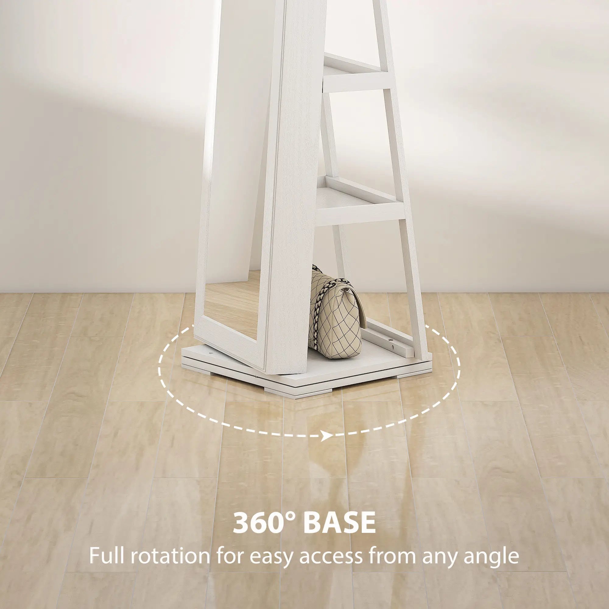 360° Swivel Jewelry Armoire, Lockable Mirror Cabinet, White Jewelry Armoire & Jewellery Mirror Cabinets at Gallery Canada