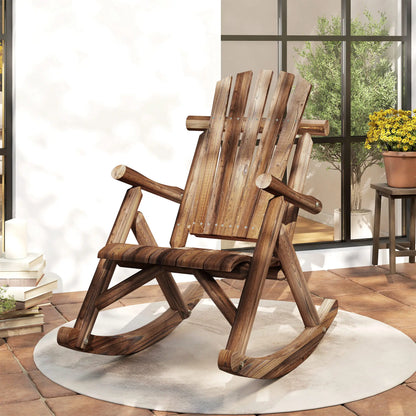 Wooden Outdoor Rocking Chair, Oversized Adirondack Patio Rocker, Carbonized Outdoor Rocking Chairs at Gallery Canada