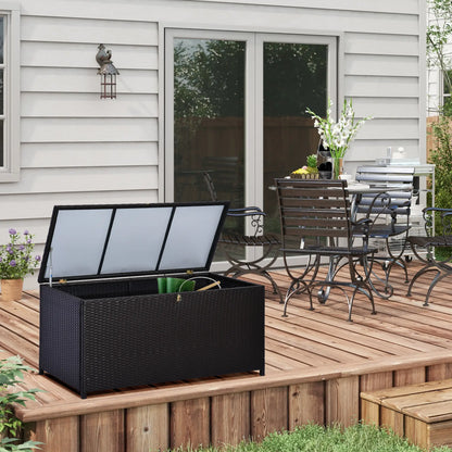75 Gallon Rattan Outdoor Storage Box, Dark Brown Patio Storage Boxes at Gallery Canada