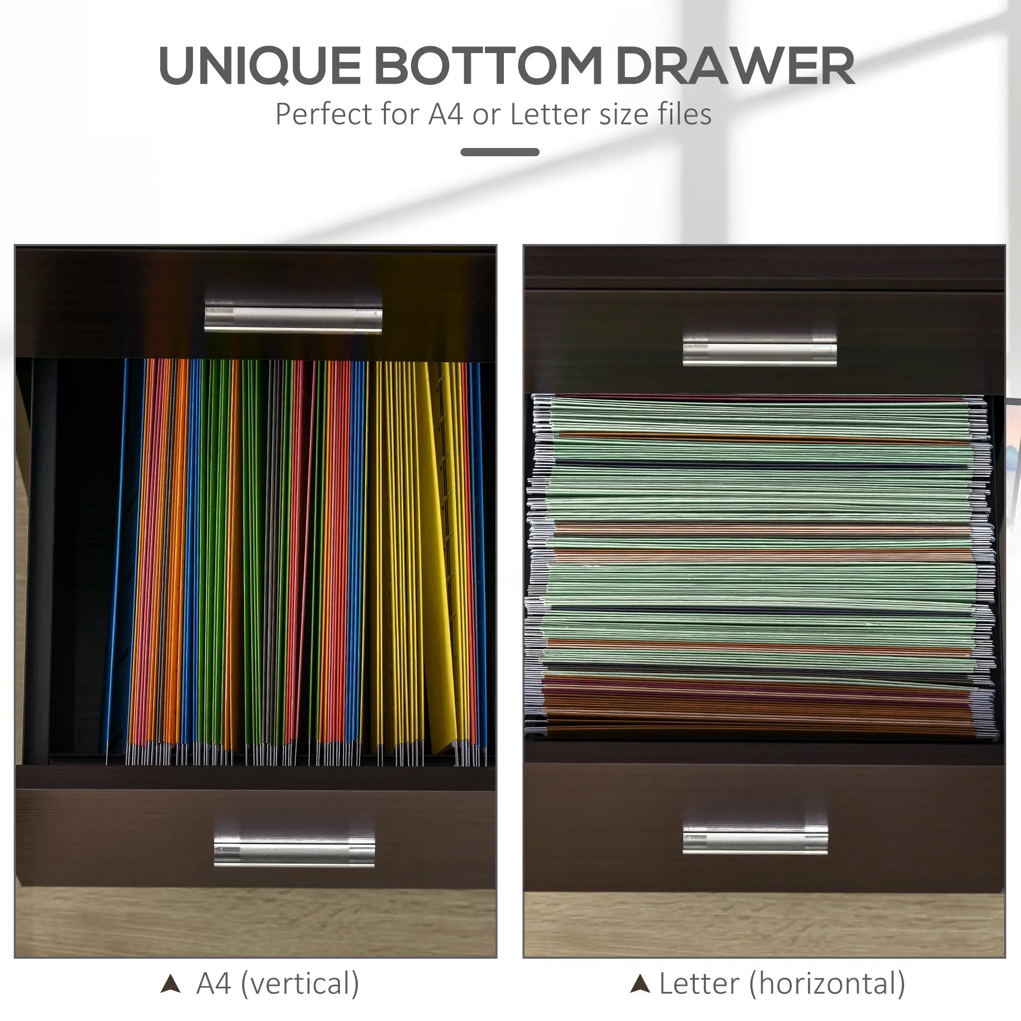 Mobile Vertical File Cabinet, 2 Drawers, Wheels, Letter or A4, Brown Office Cabinets & Cupboards at Gallery Canada