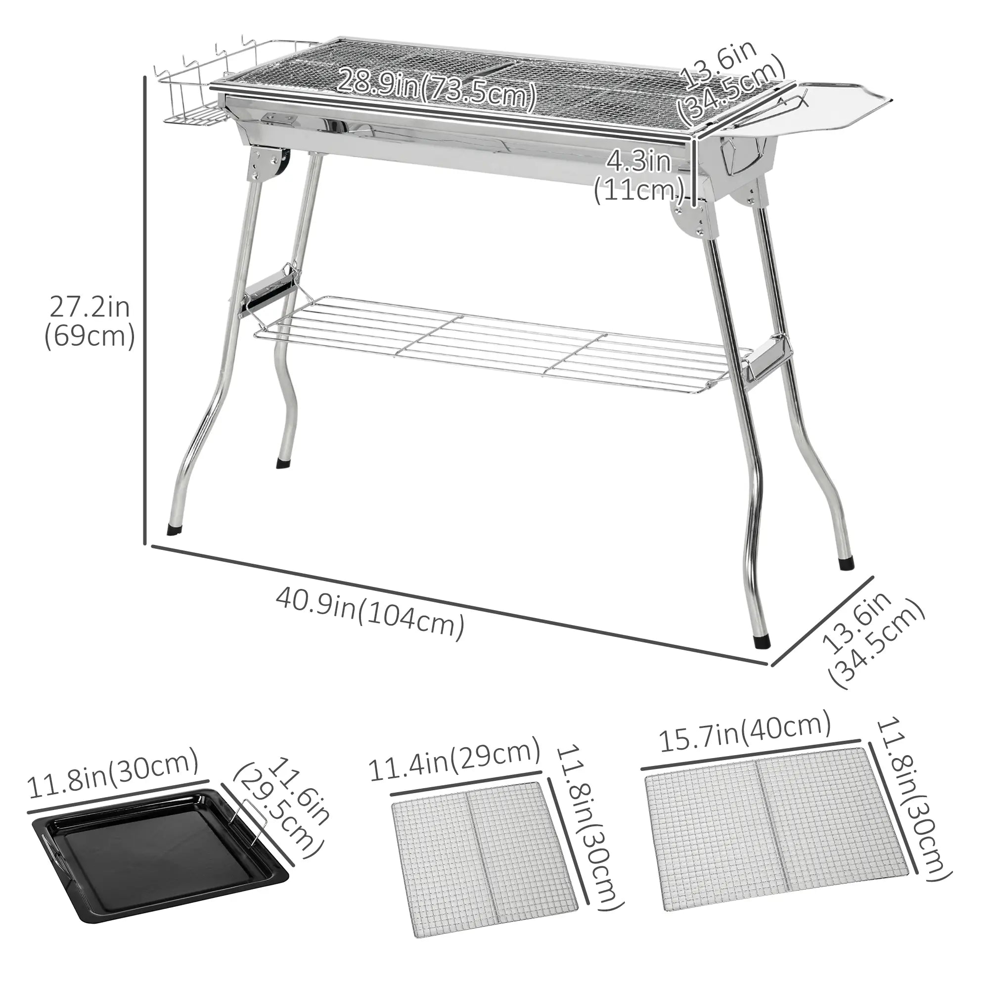 Portable Charcoal Grill, Stainless Steel, Folding With Shelf Charcoal BBQ Grils at Gallery Canada