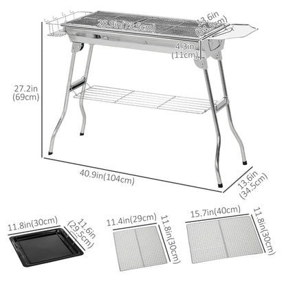 Portable Charcoal Grill, Stainless Steel, Folding With Shelf Charcoal BBQ Grils at Gallery Canada