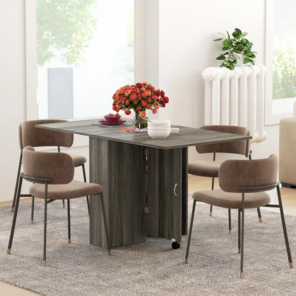 Extendable Dining Table, Collapsible w/ Shelves, Grey Wood Grain, Grey Dining Tables at Gallery Canada