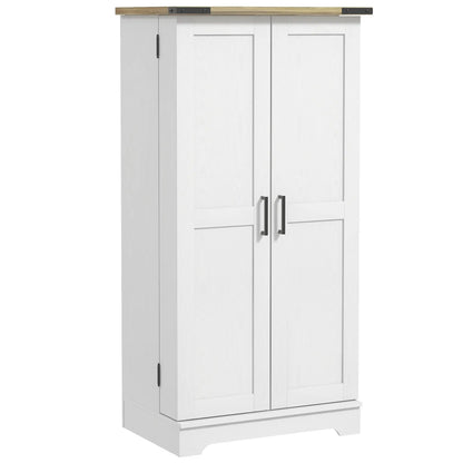 Farmhouse Kitchen Pantry Cabinet, Adjustable Shelves, Cream White Kitchen Pantry Cabinets Cream White Wood Grain, Retro Brown at Gallery Canada