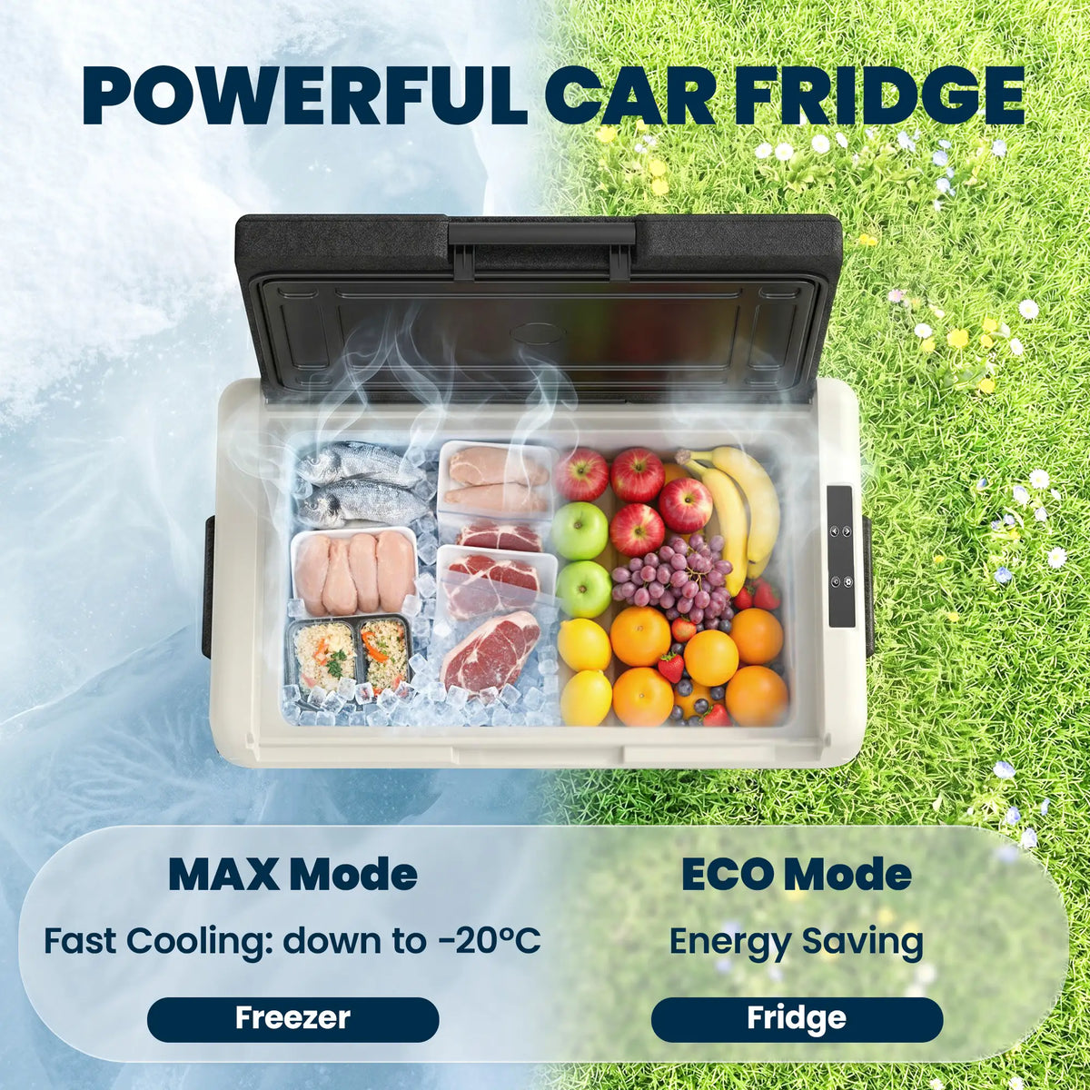 12 Volt Car Refrigerator, 53QT, -68-68 ℉, Portable Electric Cooler Car Coolers at Gallery Canada
